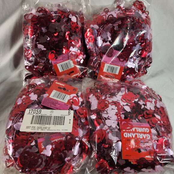 NEW Valentines Heart Foil Garland 4 Twelve Foot Packages Red Pink Valentine - Picture 2 of 7